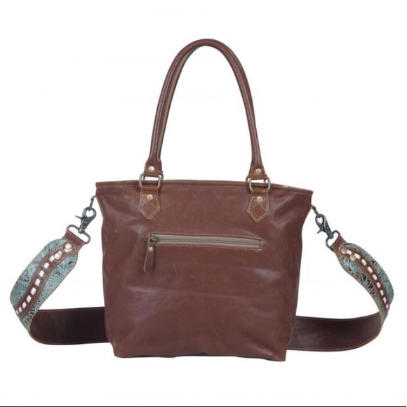 New Genuine Leather Bohemian Western Print Tote Bag Shoulder Bag Handbag - Picture 7 of 13